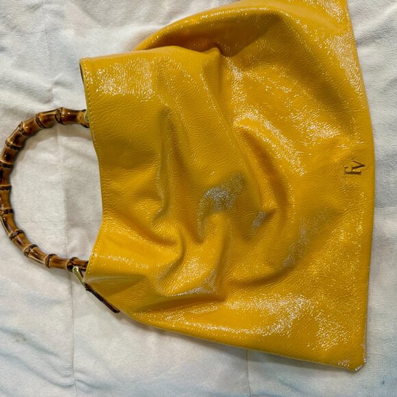 Frances Valentine Muriel Bag Crinkle Patent Canary Yellow - Picture 5 of 7